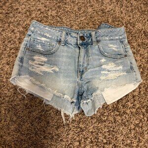 American Eagle Cut Off Denim Shorts 4 Light Blue Distressed Pockets Light Blue